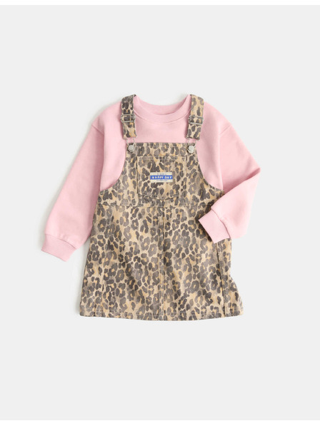 Marks & Spencer Dvoudílný džínový outfit Leopard Pinny (2–8 let) Marks & Spencer hnědá