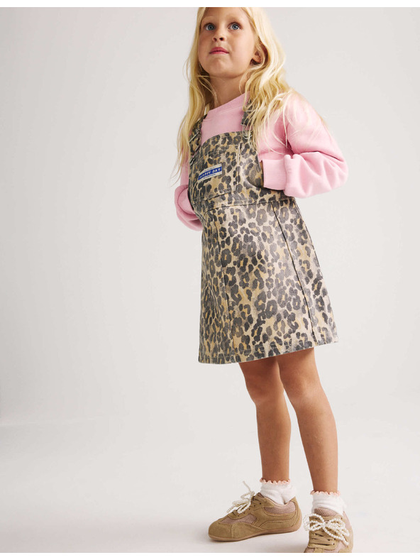 Marks & Spencer Dvoudílný džínový outfit Leopard Pinny (2–8 let) Marks & Spencer hnědá