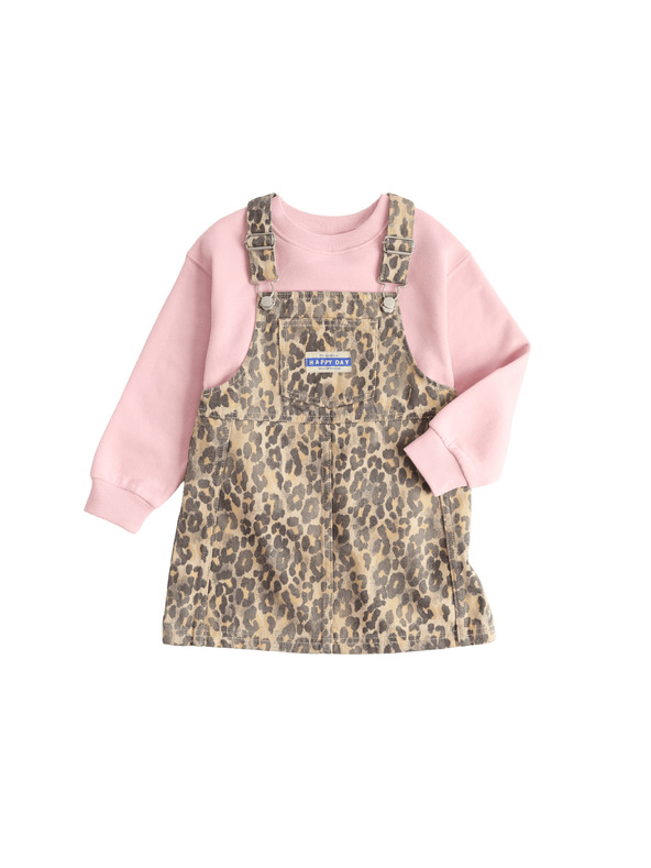 Marks & Spencer Dvoudílný džínový outfit Leopard Pinny (2–8 let) Marks & Spencer hnědá