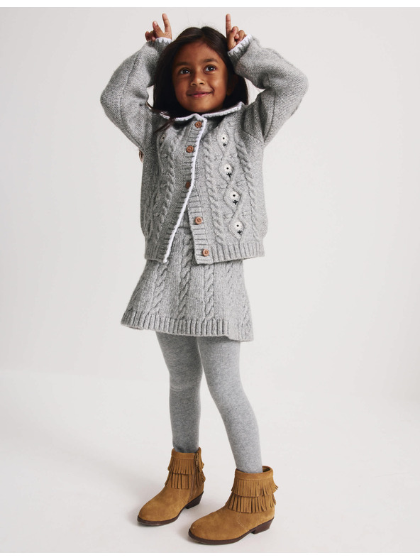 Marks & Spencer Trojdílný pletený outfit se sukní a punčochami (3–5 let) Marks & Spencer šedá