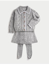 Marks & Spencer Trojdílný pletený outfit se sukní a punčochami (3–5 let) Marks & Spencer šedá