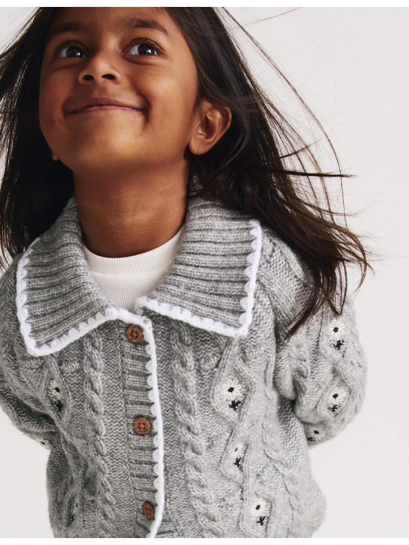 Marks & Spencer Trojdílný pletený outfit se sukní a punčochami (3–5 let) Marks & Spencer šedá