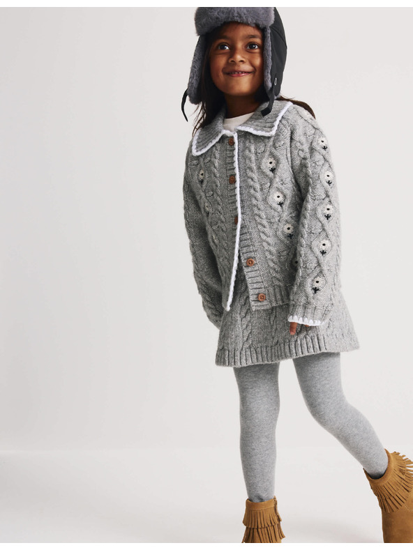 Marks & Spencer Trojdílný pletený outfit se sukní a punčochami (3–5 let) Marks & Spencer šedá