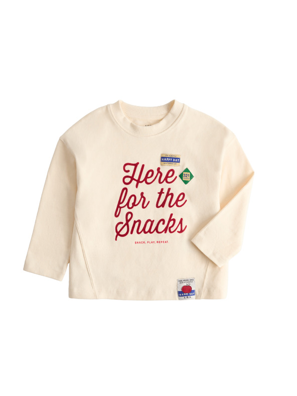 Marks & Spencer Top z čisté bavlny s nápisem „For The Snacks“ (2–8 let) Marks & Spencer smetanová