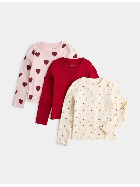 Marks & Spencer Topy se srdíčky a s vysokým podílem bavlny (2–10 let), 3 ks Marks & Spencer vícebarevná