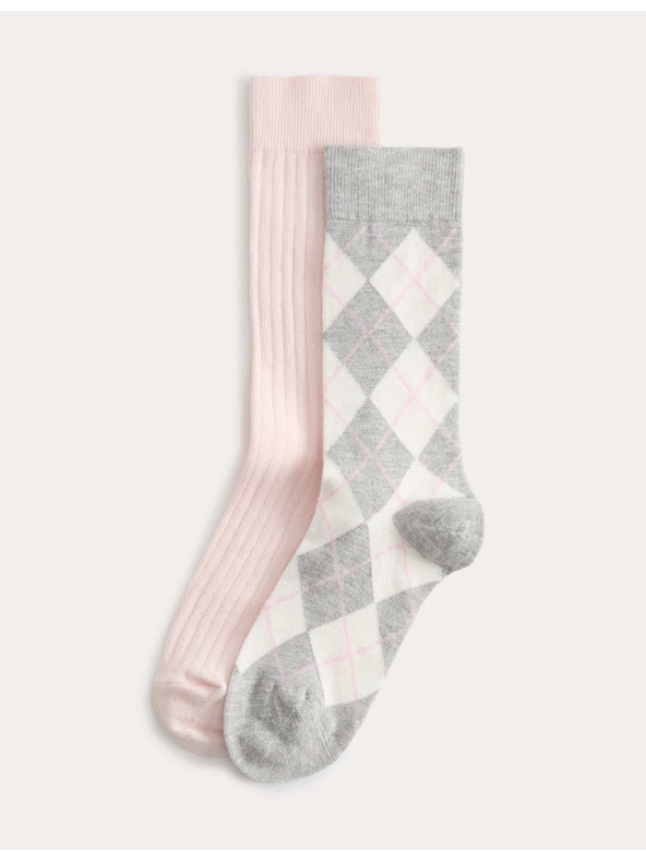 Marks & Spencer Vysoké ponožky se vzorem argyle, 2 ks v balení Marks & Spencer šedá