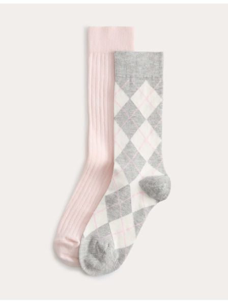 Marks & Spencer Vysoké ponožky se vzorem argyle, 2 ks v balení Marks & Spencer šedá