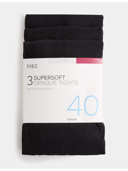 Marks & Spencer Matné extra jemné punčochové kalhoty, 40 denier, 3 páry Marks & Spencer černá