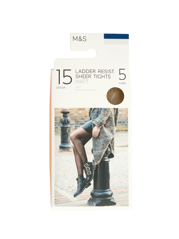Marks & Spencer Pevné a matné punčochové kalhoty 15 DEN, 5 ks v balení Marks & Spencer béžová