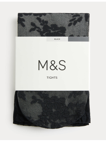 Marks & Spencer Průsvitné punčocháče s květinovou krajkou Marks & Spencer černá