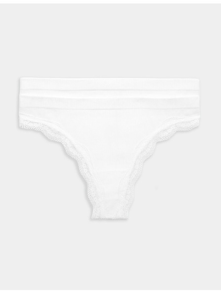 Marks & Spencer Bezešvá tanga Jasmine s krajkovým lemem, 2 ks v balení Marks & Spencer bílá