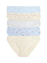 Marks & Spencer Krajkové bikiny kalhotky z bavlny Lycra™ s potiskem, 5 ks Marks & Spencer modrá