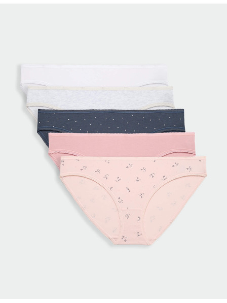 Marks & Spencer Bikini kalhotky z bavlny s lycrou®, 5 ks v balení Marks & Spencer námořnická modrá