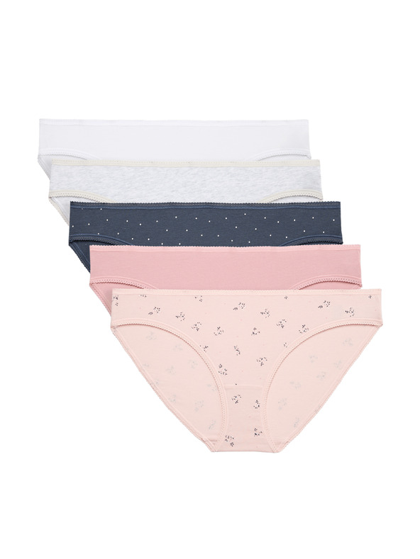Marks & Spencer Bikini kalhotky z bavlny s lycrou®, 5 ks v balení Marks & Spencer námořnická modrá