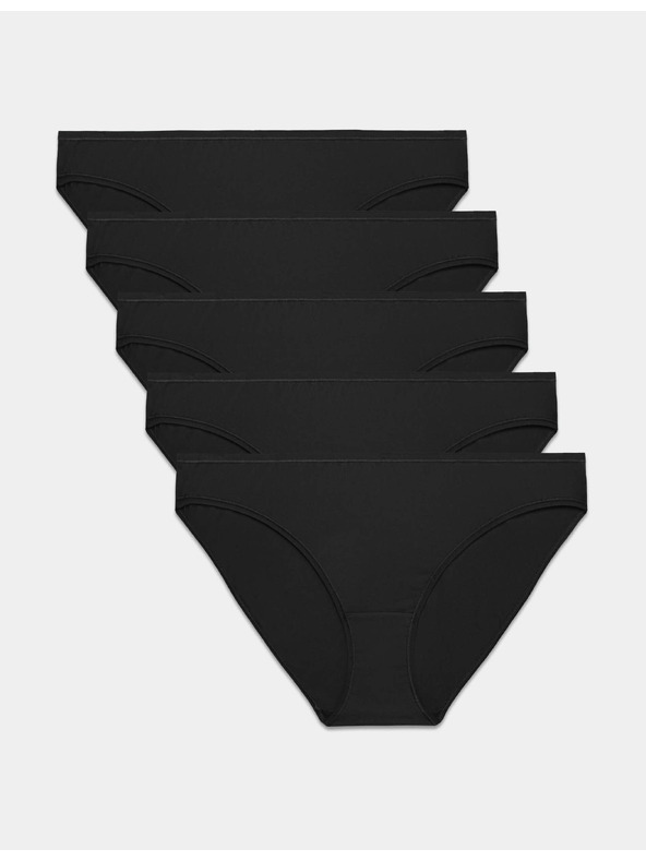 Marks & Spencer Nízce střižené bikiny kalhotky z mikrovlákna, bez viditelných lemů, 5 kusů v balení Marks & Spencer černá