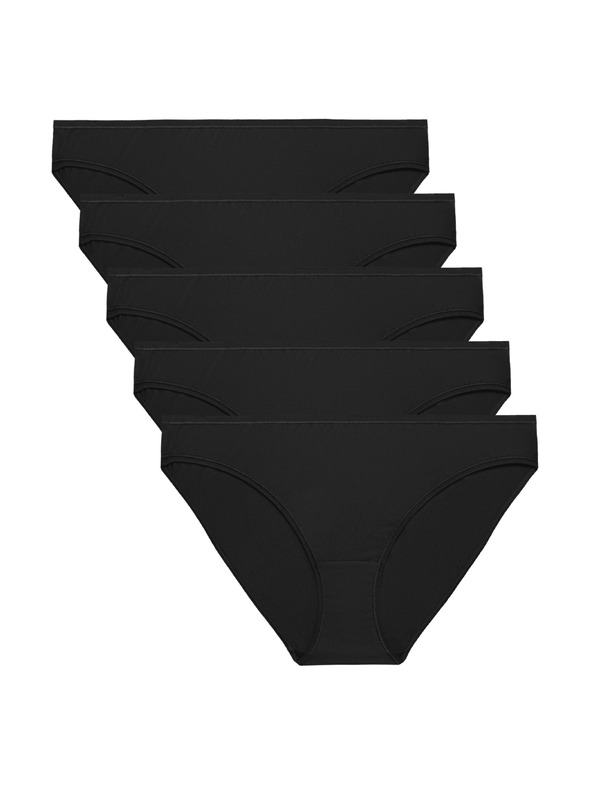 Marks & Spencer Nízce střižené bikiny kalhotky z mikrovlákna, bez viditelných lemů, 5 kusů v balení Marks & Spencer černá