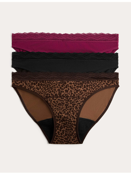 Marks & Spencer Menstruační bikiny kalhotky s vysokým podílem bavlny, 3 ks v balení Marks & Spencer hnědá