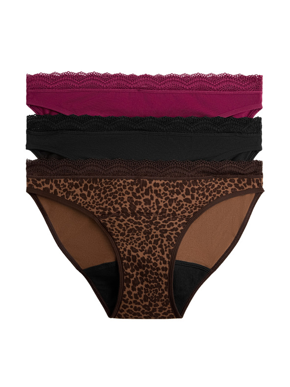 Marks & Spencer Menstruační bikiny kalhotky s vysokým podílem bavlny, 3 ks v balení Marks & Spencer hnědá