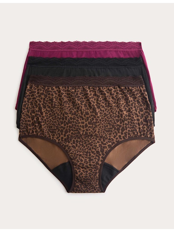Marks & Spencer Vysoce savé menstruační kalhotky do pasu, 3 ks Marks & Spencer hnědá