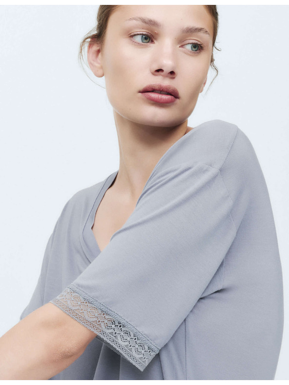 Marks & Spencer Krátká noční košile s krajkovým detailem Marks & Spencer modrá