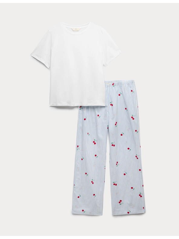 Marks & Spencer Čistě bavlněná pyžamová souprava Marks & Spencer modrá