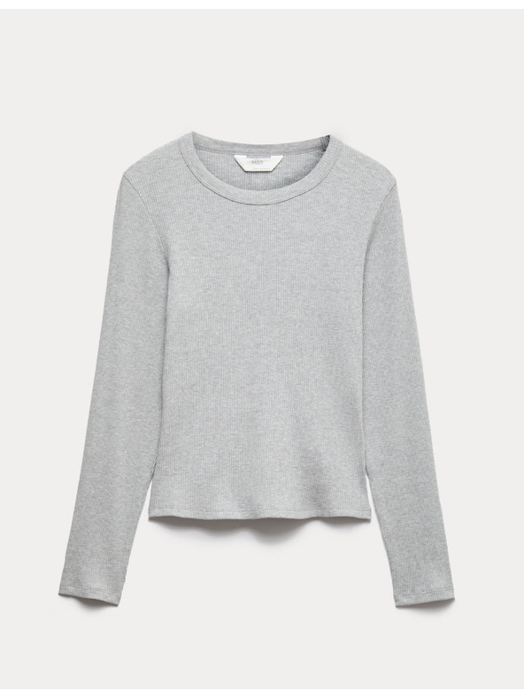 Marks & Spencer Pyžamový žebrovaný top s úpravou Cool Comfort™ z bavlny a modalu Marks & Spencer šedá