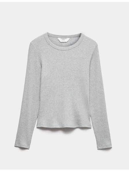 Marks & Spencer Pyžamový žebrovaný top s úpravou Cool Comfort™ z bavlny a modalu Marks & Spencer šedá