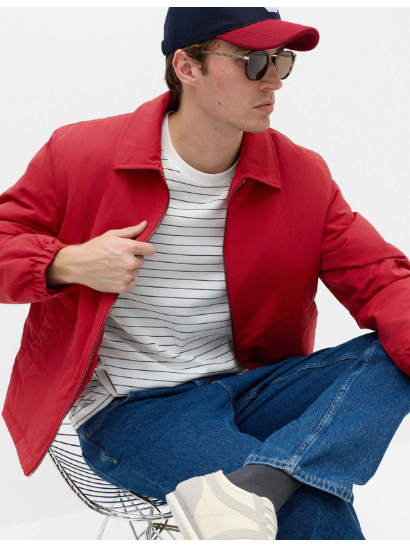 Marks & Spencer Bunda Harrington s vycpávkami a zipem Marks & Spencer červená