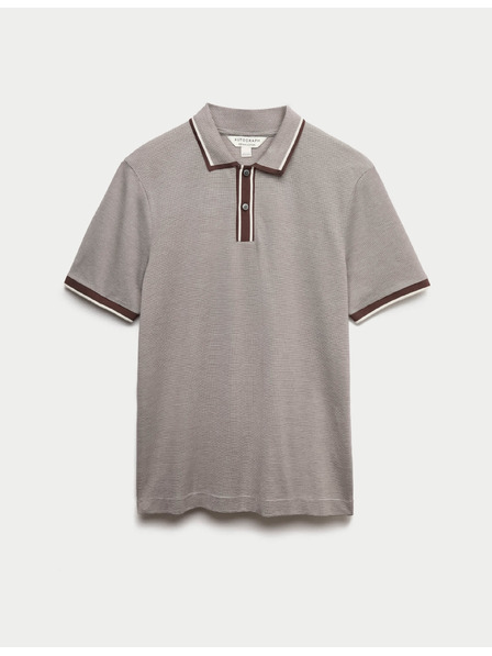 Marks & Spencer Žakárová polokošile z čisté bavlny Marks & Spencer hnědá