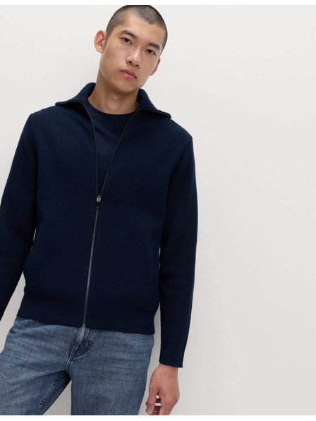 Marks & Spencer Svetr na zip s milánským vzorem, ze směsi bavlny Marks & Spencer námořnická modrá