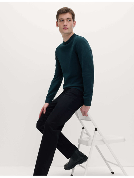 Marks & Spencer Texturovaný svetr ke krku z čisté bavlny Marks & Spencer modrá
