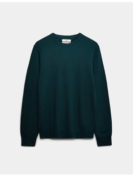 Marks & Spencer Texturovaný svetr ke krku z čisté bavlny Marks & Spencer modrá