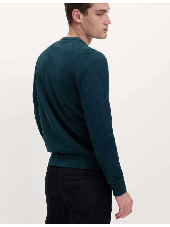 Marks & Spencer Texturovaný svetr ke krku z čisté bavlny Marks & Spencer modrá