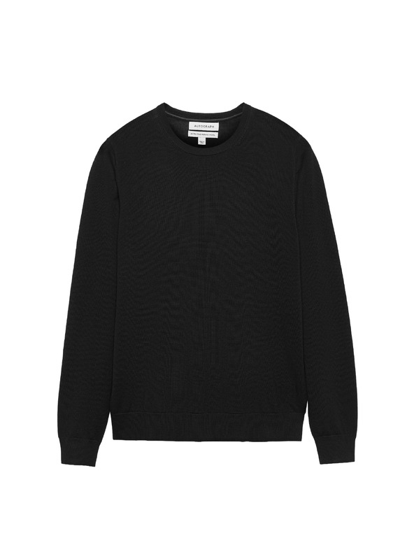 Marks & Spencer Svetr z čisté mimořádně jemné vlny merino Marks & Spencer černá