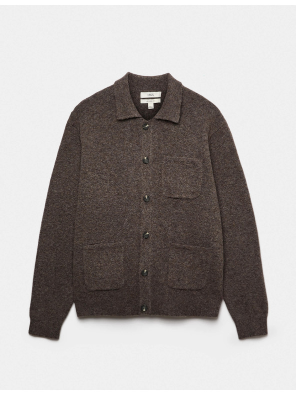 Marks & Spencer Nadýchaný zapínací kardigan v utility stylu Marks & Spencer hnědá