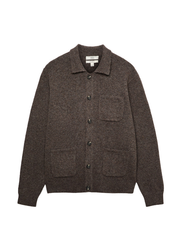 Marks & Spencer Nadýchaný zapínací kardigan v utility stylu Marks & Spencer hnědá