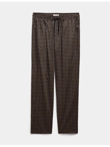 Marks & Spencer Pyžamové kalhoty z bavlněného úpletu s geometrickým vzorem a pružným pasem Marks & Spencer hnědá