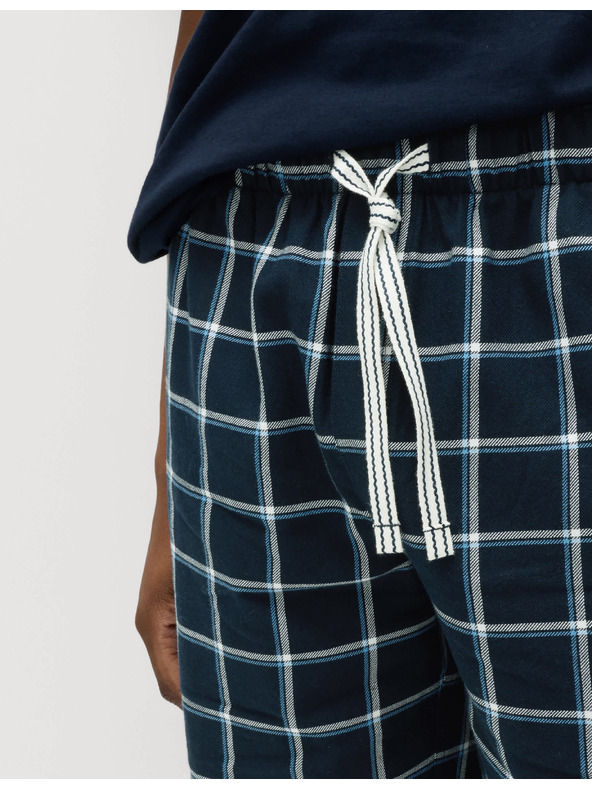 Marks & Spencer Čistě bavlněná tkaná károvaná pyžama s krátkými kalhotami Marks & Spencer námořnická modrá