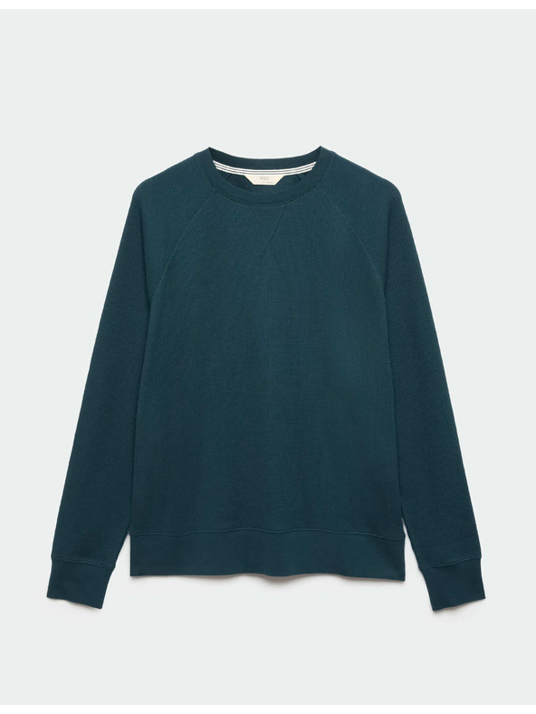 Marks & Spencer Domácí mikina z čisté bavlny s vaflovou texturou Marks & Spencer modrá