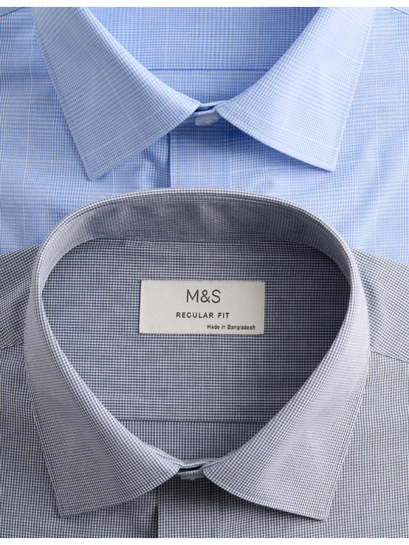 Marks & Spencer Košile klasického střihu s dlouhým rukávem, snadné žehlení, 2 ks Marks & Spencer modrá
