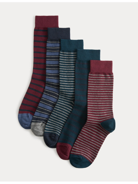 Marks & Spencer Pruhované ponožky s technologií Cool & Freshfeet™, 5 párů Marks & Spencer vícebarevná