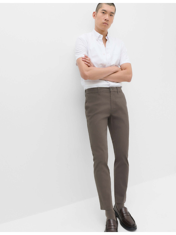 Marks & Spencer Strečové chino kalhoty úzkého střihu Marks & Spencer hnědá