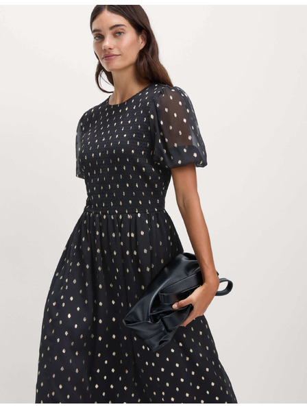 Marks & Spencer Midi šaty s metalickým puntíkovaným potiskem Marks & Spencer černá