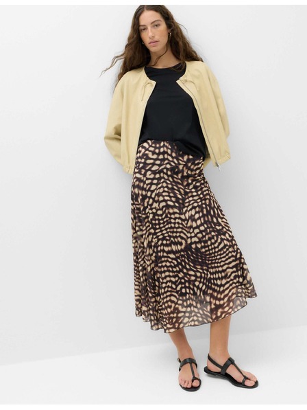Marks & Spencer Asymetrická midi sukně se zvířecím vzorem Marks & Spencer černá