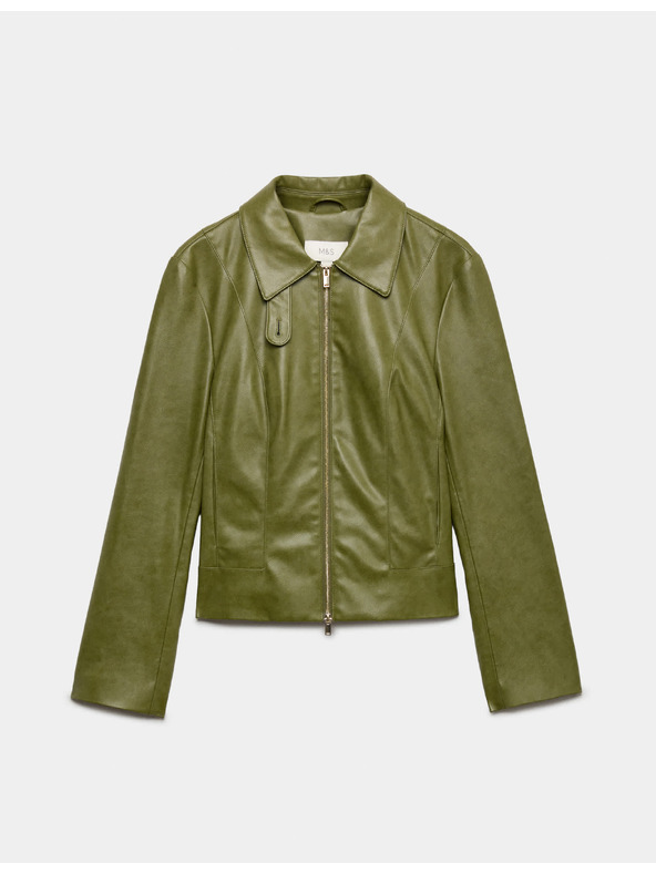 Marks & Spencer Bunda typu Harrington z umělé kůže Marks & Spencer zelená