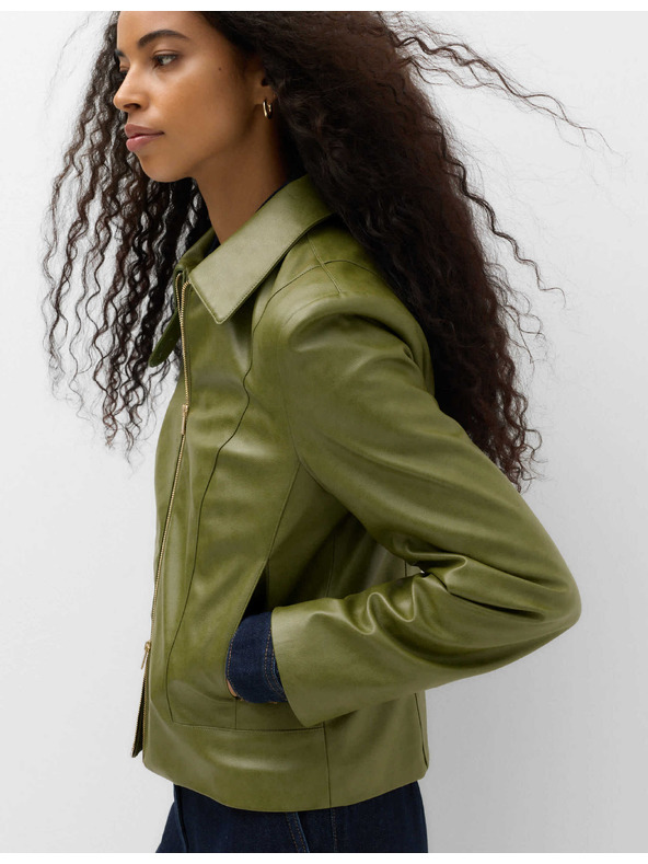 Marks & Spencer Bunda typu Harrington z umělé kůže Marks & Spencer zelená