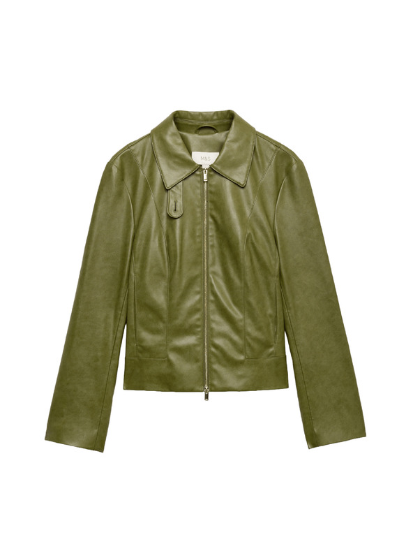 Marks & Spencer Bunda typu Harrington z umělé kůže Marks & Spencer zelená