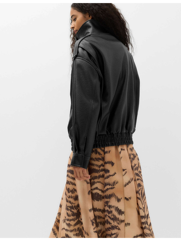 Marks & Spencer Bomber bunda z imitace kůže se stojáčkem Marks & Spencer černá