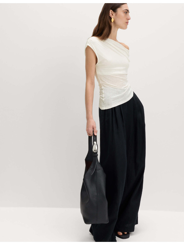 Marks & Spencer Nabíraný asymetrický top se síťovinou Marks & Spencer smetanová
