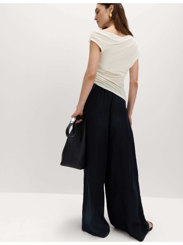 Marks & Spencer Nabíraný asymetrický top se síťovinou Marks & Spencer smetanová